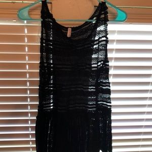 Black lace see through flowy top